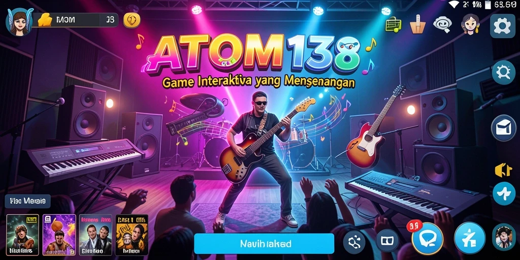 Screenshot utama ATOM138 menampilkan gameplay musik yang interaktif dan seru.