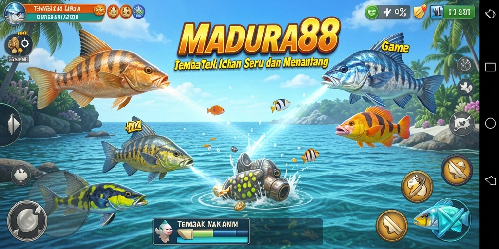Tangkapan layar MADURA88 menampilkan keseruan menangkap ikan di dalam permainan.