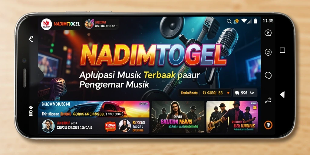 Screenshot utama NADIMTOGEL menampilkan beragam genre musik yang dapat dinikmati.