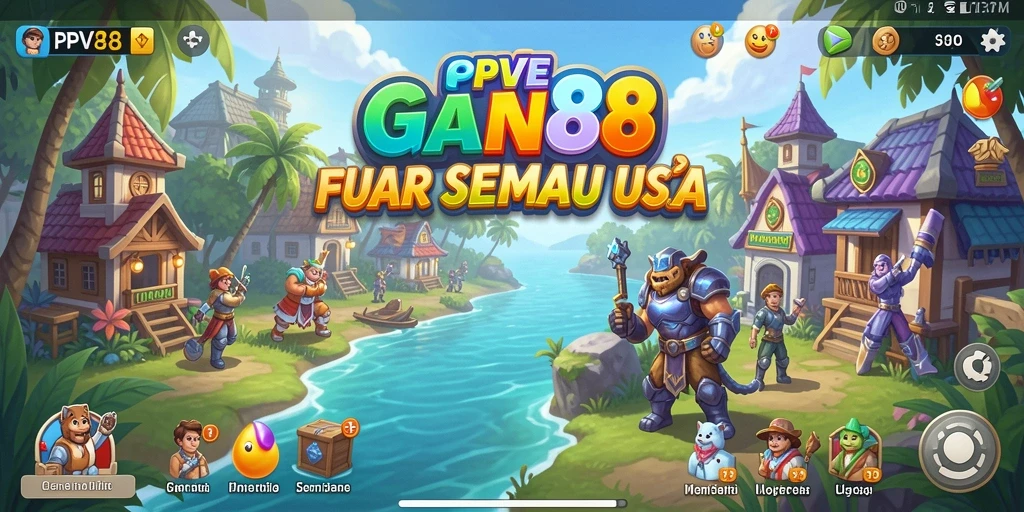 Tangkapan layar utama PPV88 menampilkan gameplay yang ceria dan interaktif.