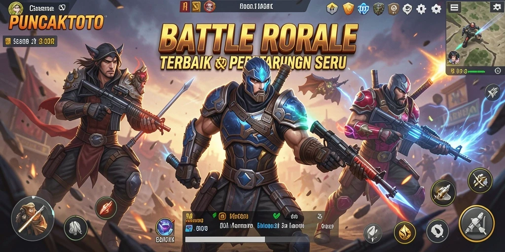 Tampilan permainan PUNCAKTOTO yang mendebarkan dalam pertempuran Battle Royale.